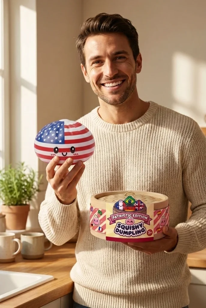 Squishy Dumpling USA – Kawaii Flaggen-Squishy mit seiner Box