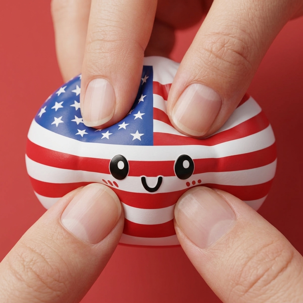 Squishy Dumpling USA – Kawaii Flaggen-Squishy beim Drücken, weiches Material