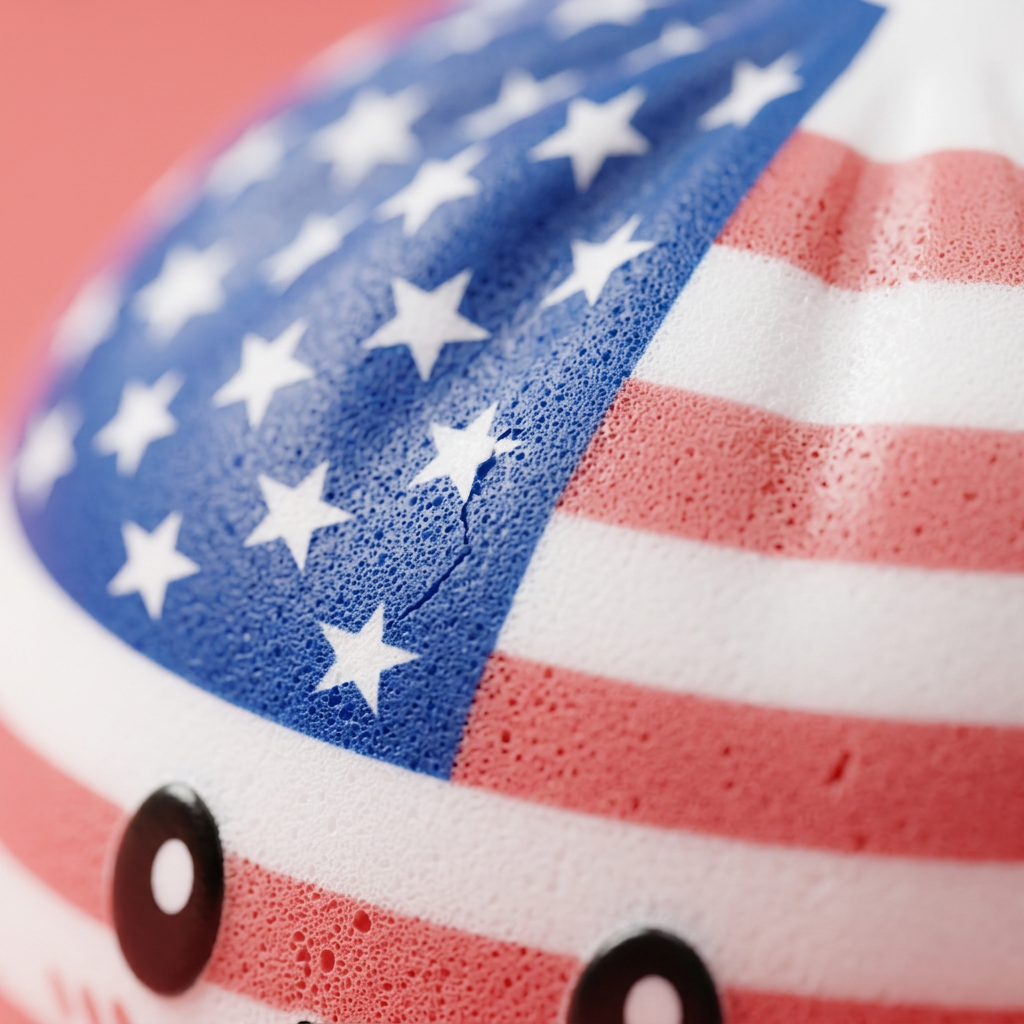 Squishy Dumpling USA – Kawaii Flaggen-Squishy — Makro-Nahaufnahme der Textur