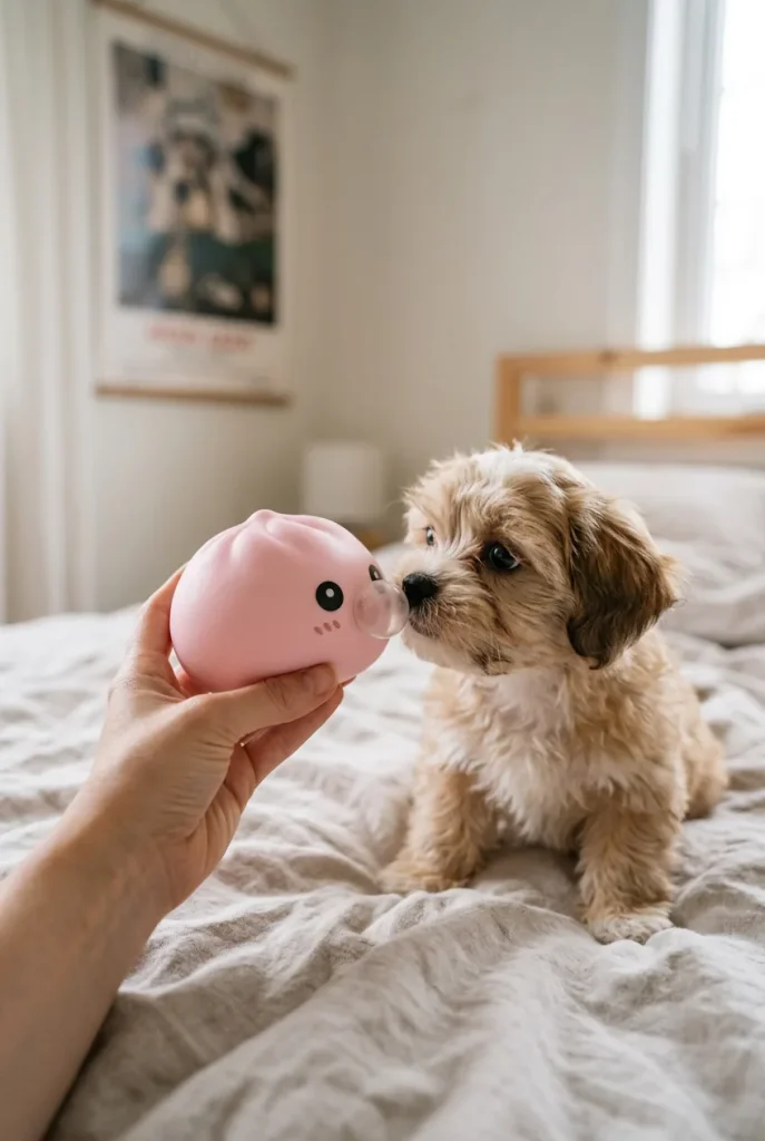 Dumpling Squishy Rosa Flauschwolke mit einem Kuscheltier