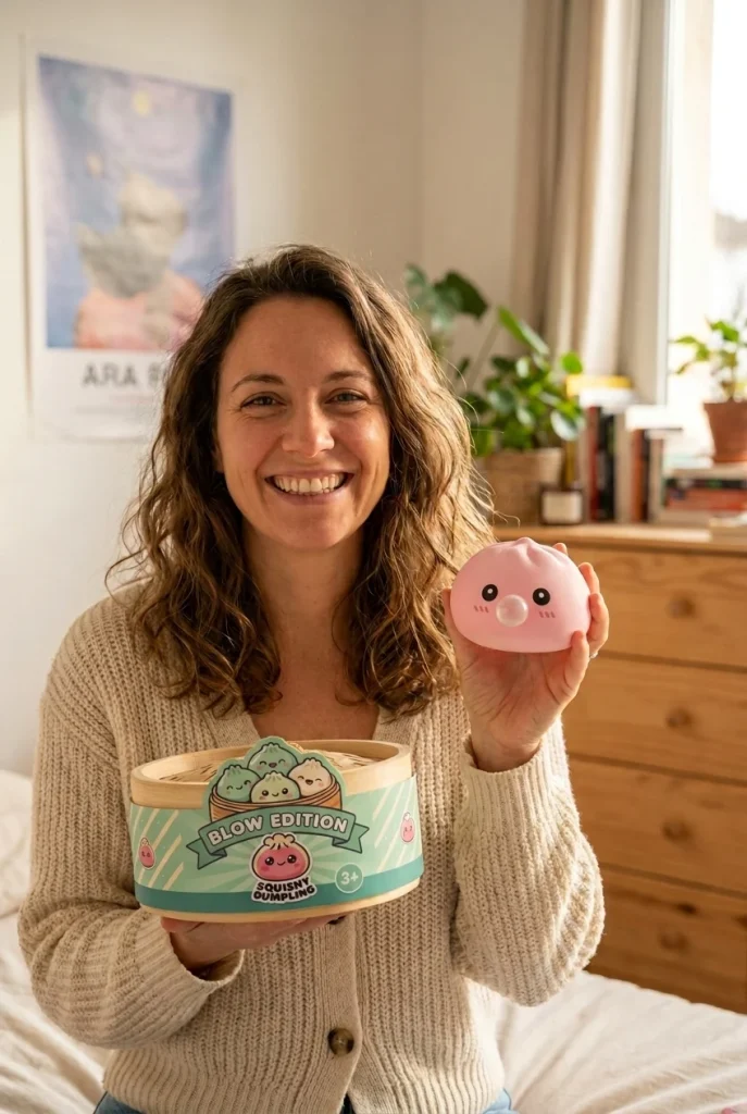 Dumpling Squishy Rosa Flauschwolke mit seiner Box
