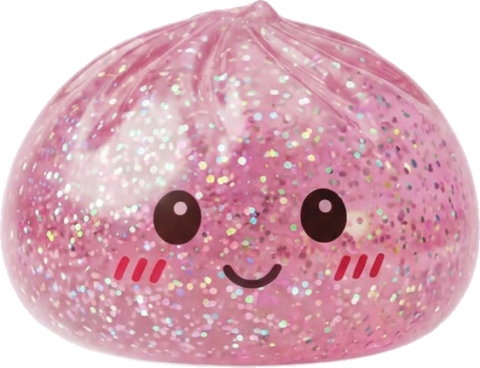 Glitter Dumpling Squishy Rosa Kawaii beim Drücken, weiches Material