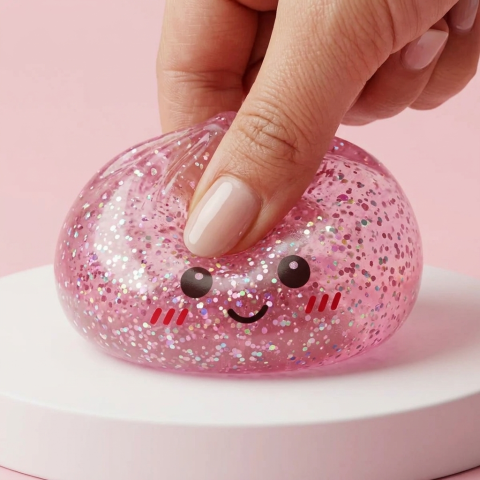 Glitter Dumpling Squishy Rosa Kawaii — slow-rise Effekt, der Schaum federt langsam zurück