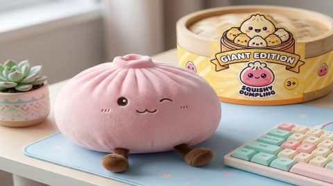 Squishy Dumpling Toy Rosa XXL in seiner kawaii Umgebung
