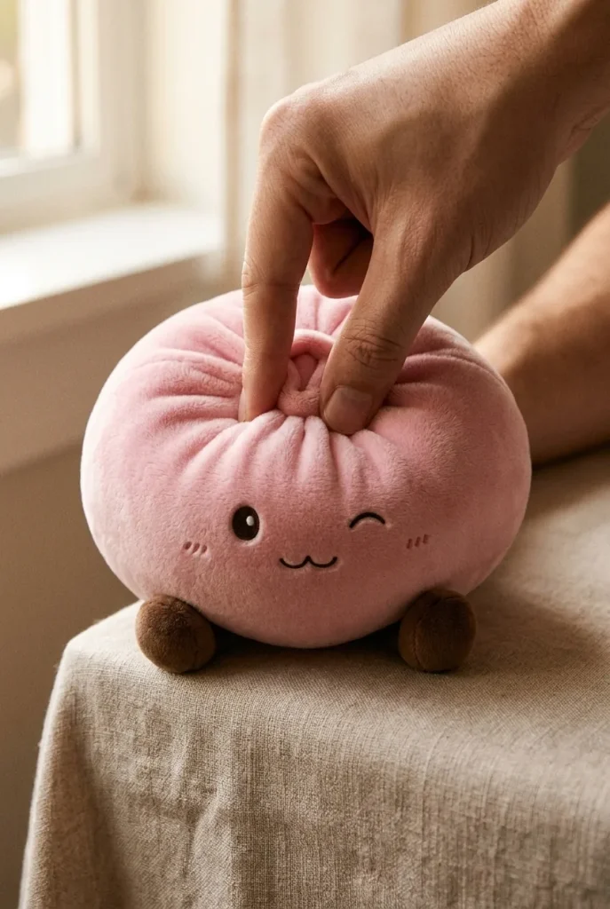 Squishy Dumpling Toy Rosa XXL beim Drücken