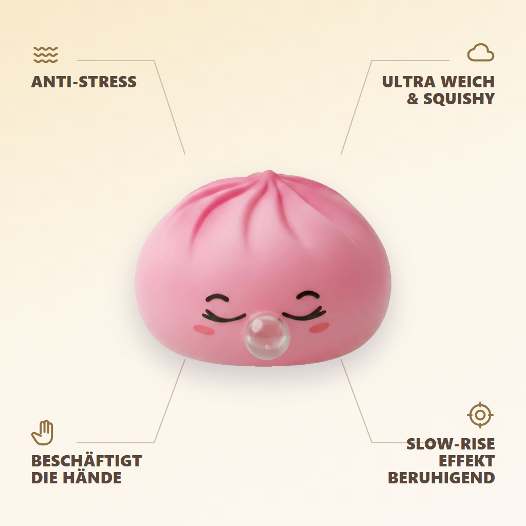 Dumpling Squishy Rosa Rare Blow mit Bambuskörbchen — seine Vorteile