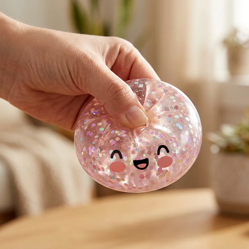 Dumpling Squishy Rosa Sparkle Bubblegum beim Drücken