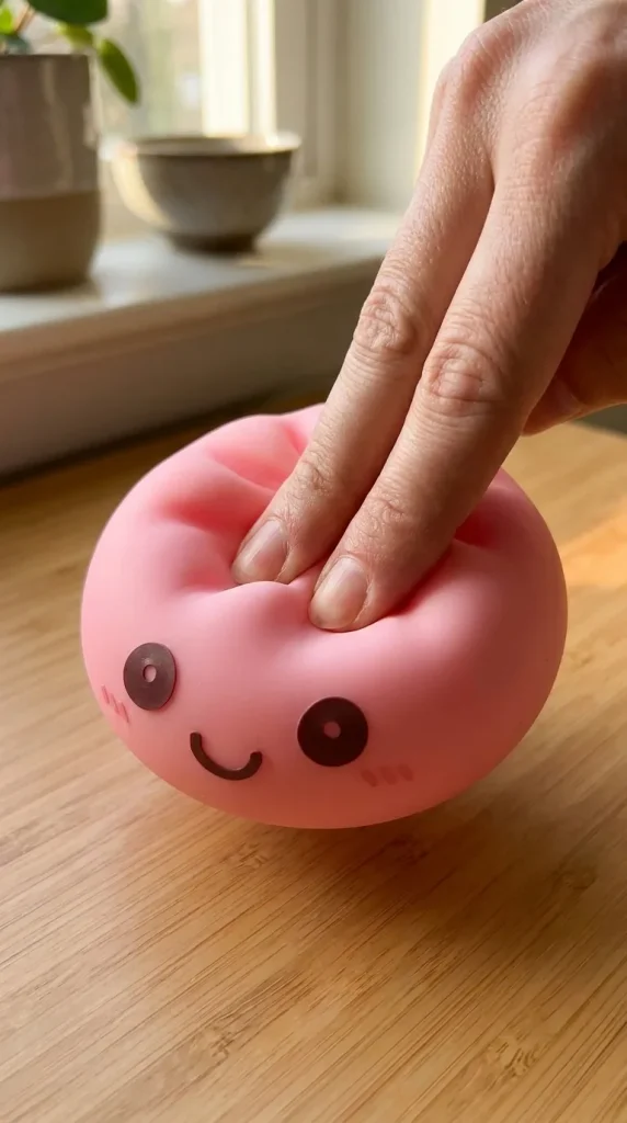 Dumpling Squishy Nachtlicht Rosa beim Drücken