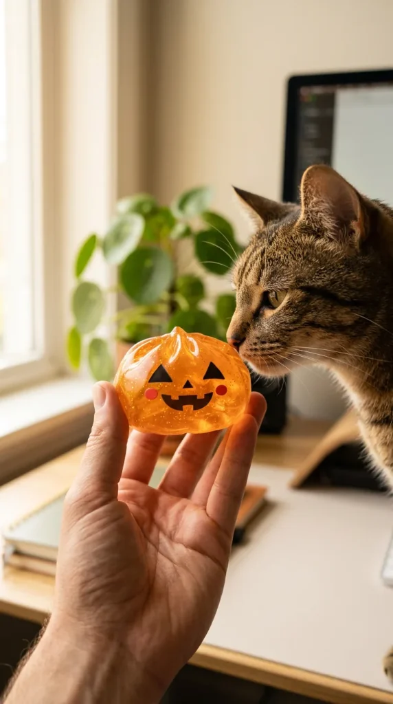 Squishy Dumpling Citrouille Halloween Leuchtend mit einem Kuscheltier