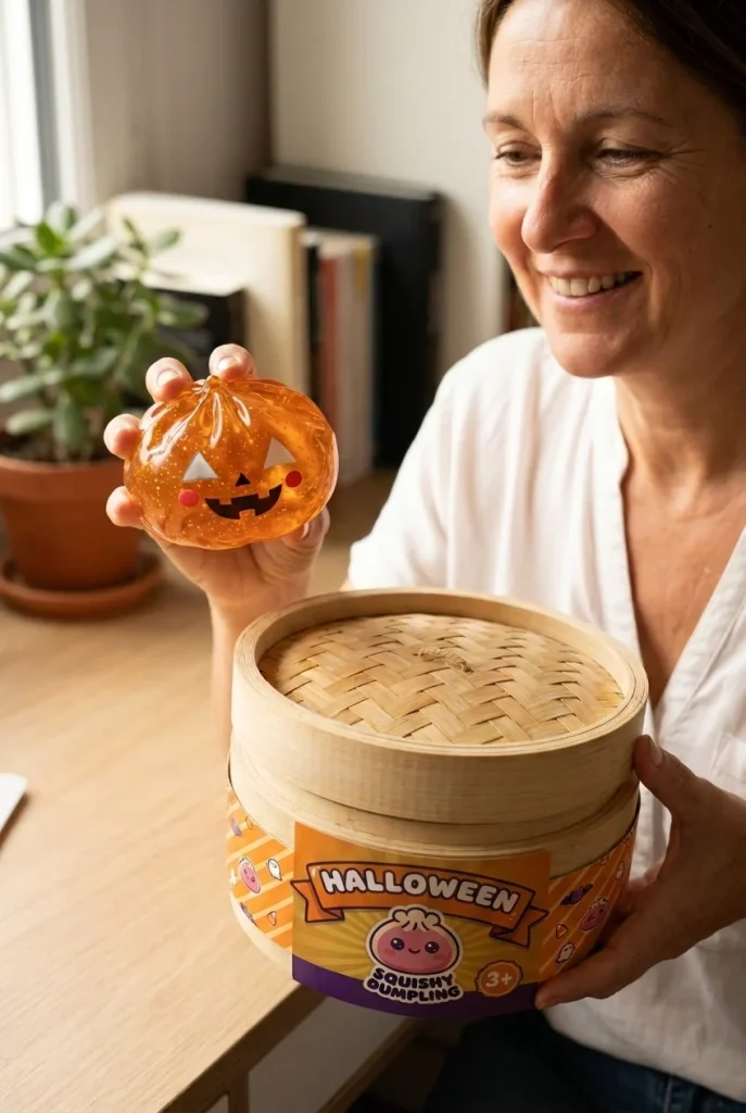Squishy Dumpling Citrouille Halloween Leuchtend mit seiner Box