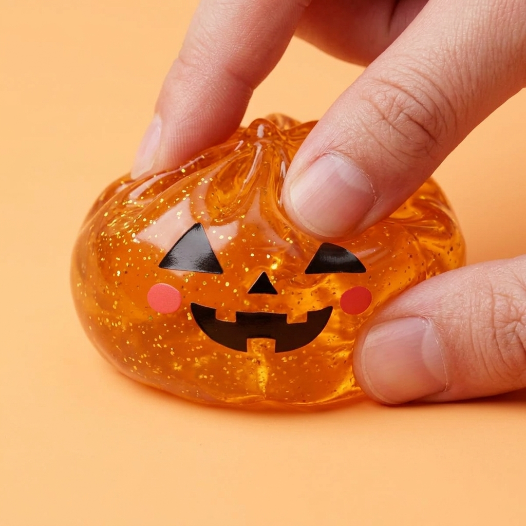 Squishy Dumpling Citrouille Halloween Leuchtend — slow-rise Effekt, der Schaum federt langsam zurück