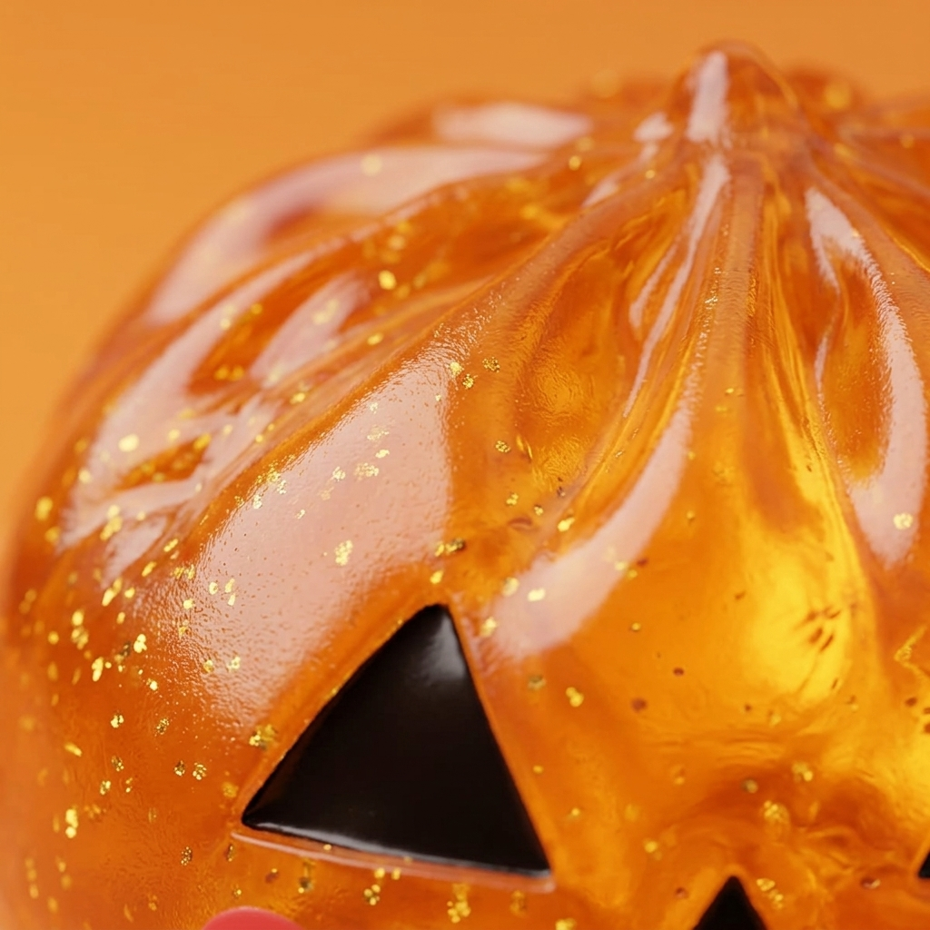 Squishy Dumpling Citrouille Halloween Leuchtend — Makro-Nahaufnahme der Textur