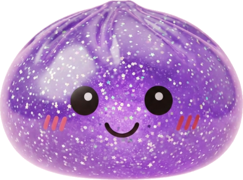Glitter Dumpling Squishy Violett Traum beim Drücken, weiches Material