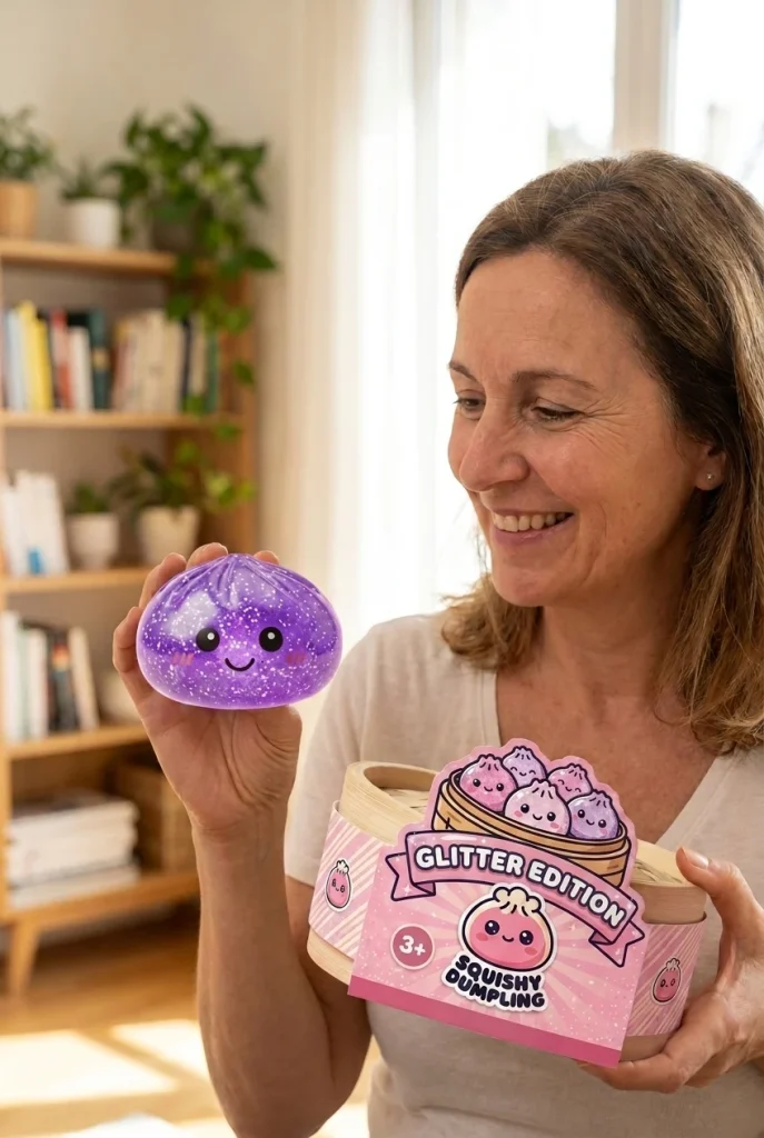 Glitter Dumpling Squishy Violett Traum mit seiner Box