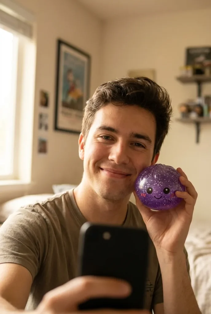 Glitter Dumpling Squishy Violett Traum im Alltag