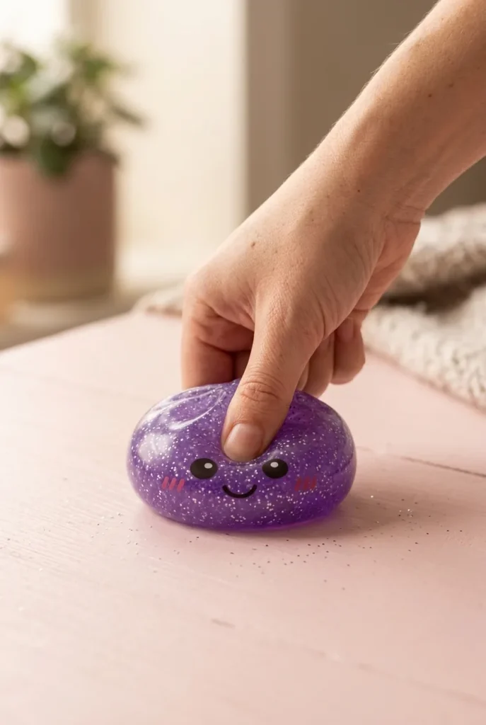 Glitter Dumpling Squishy Violett Traum beim Drücken