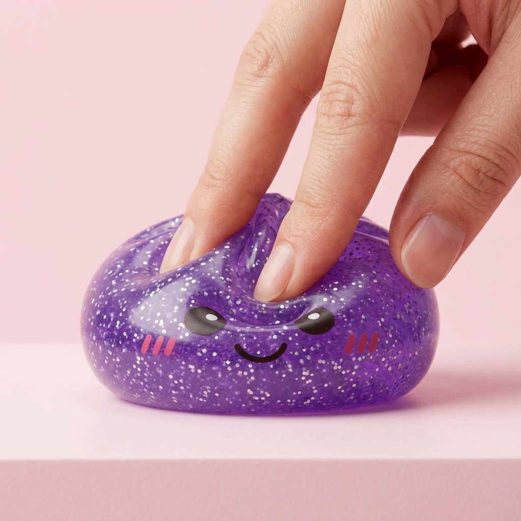 Glitter Dumpling Squishy Violett Traum beim Drücken, weiches Material