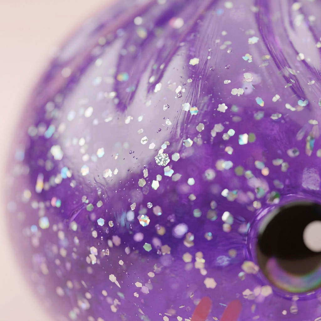 Glitter Dumpling Squishy Violett Traum — Makro-Nahaufnahme der Textur