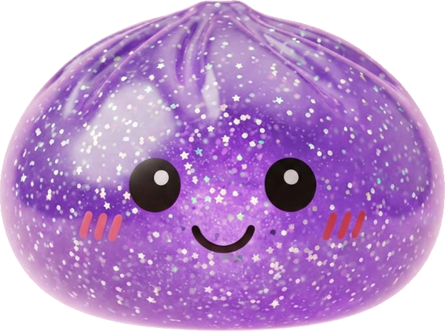 Glitter Dumpling Squishy Violett Traum beim Drücken, weiches Material