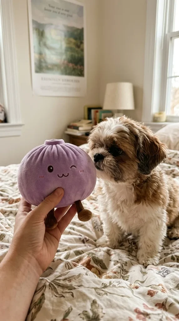Dumpling Squishy Violett XXL – Riesiger Kuschel-Bao mit einem Kuscheltier