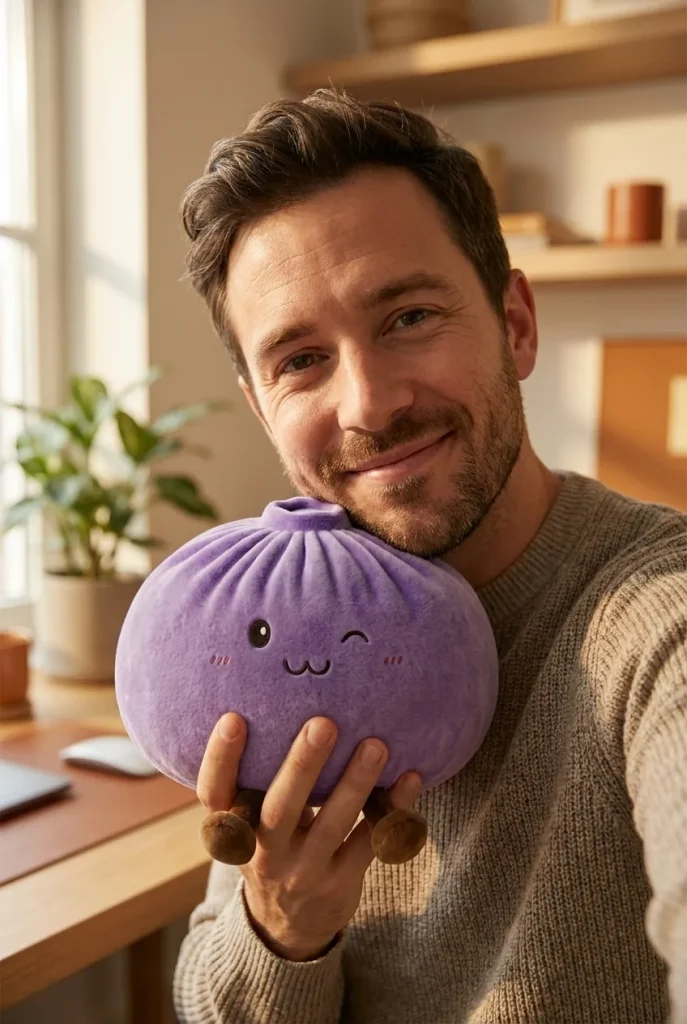 Dumpling Squishy Violett XXL – Riesiger Kuschel-Bao im Alltag