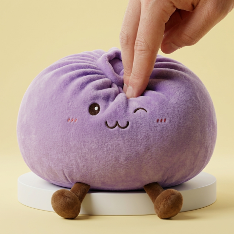 Dumpling Squishy Violett XXL – Riesiger Kuschel-Bao beim Drücken, weiches Material