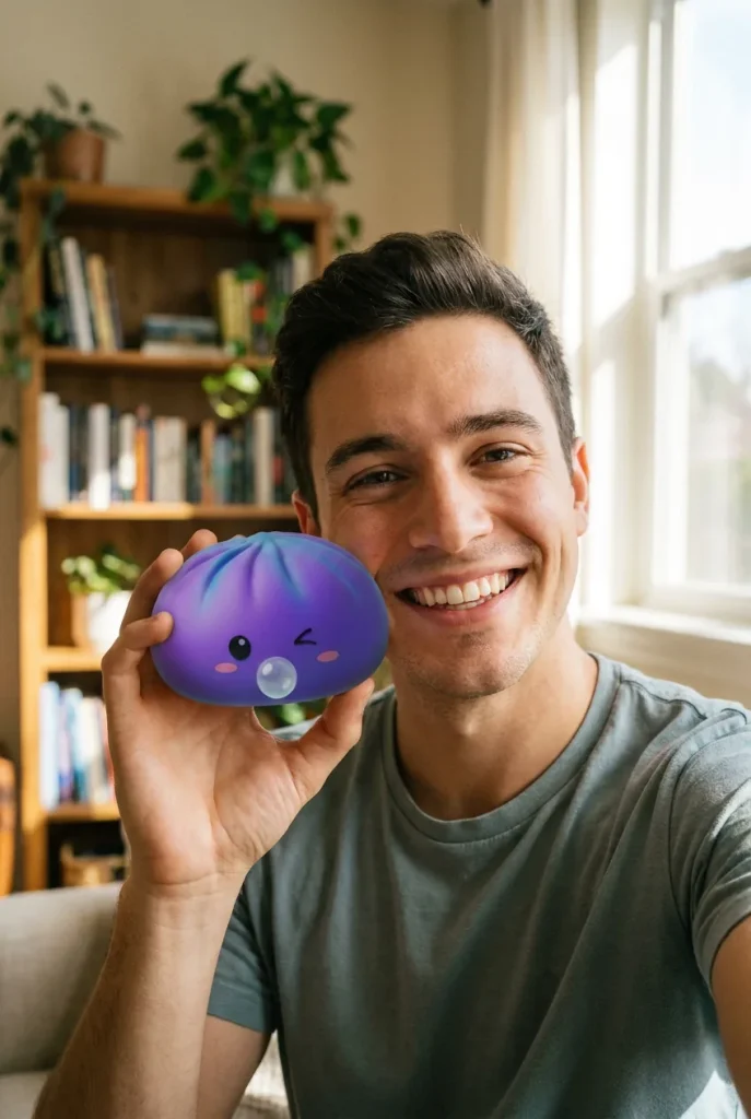 Dumpling Squishy Purple Rare Blow Cosmic Bambuskorb im Alltag