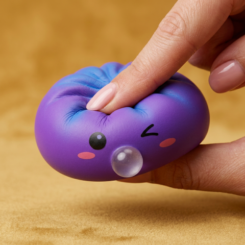 Dumpling Squishy Purple Rare Blow Cosmic Bambuskorb beim Drücken, weiches Material