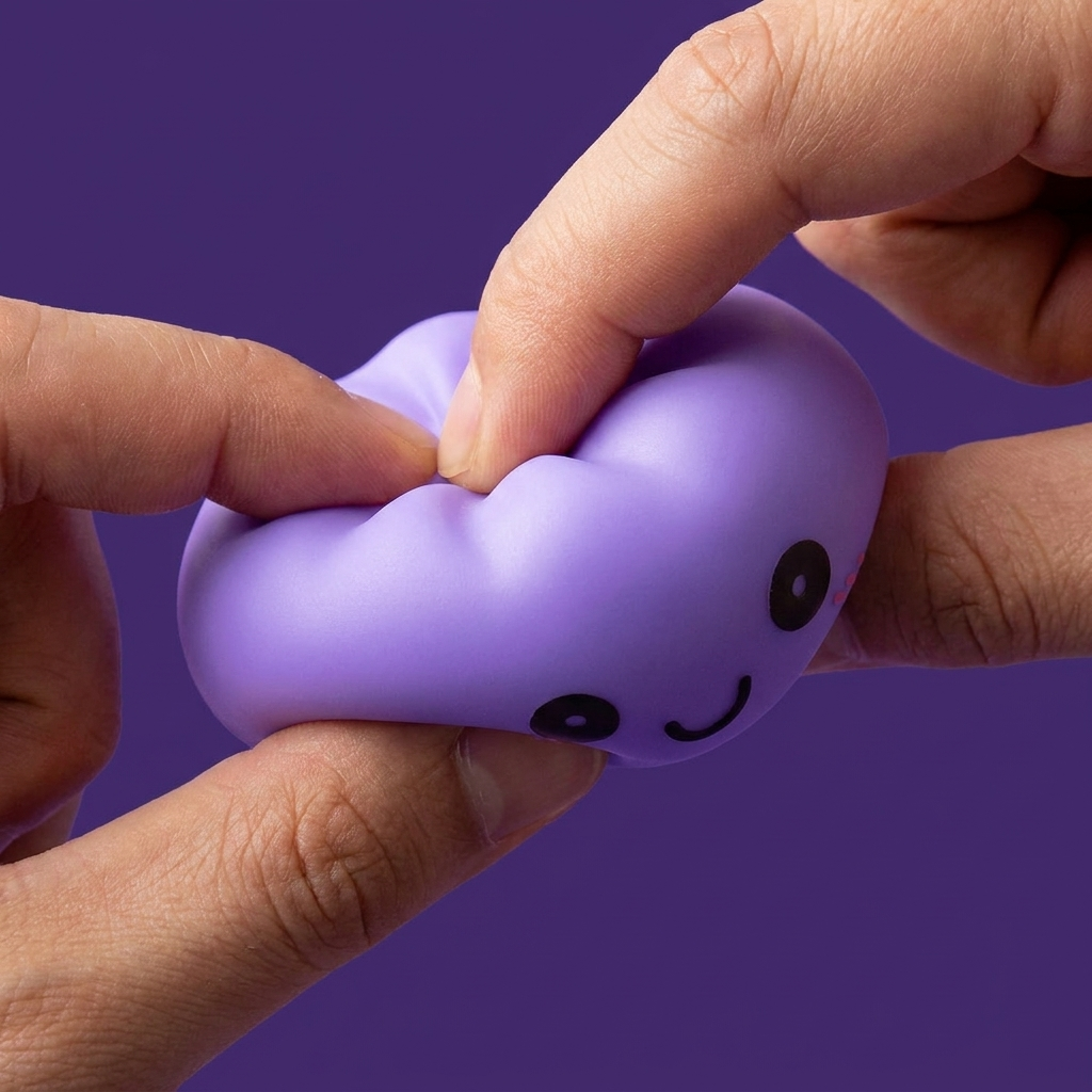 Dumpling Squishy Nachtlicht Violett Sanft — slow-rise Effekt, der Schaum federt langsam zurück