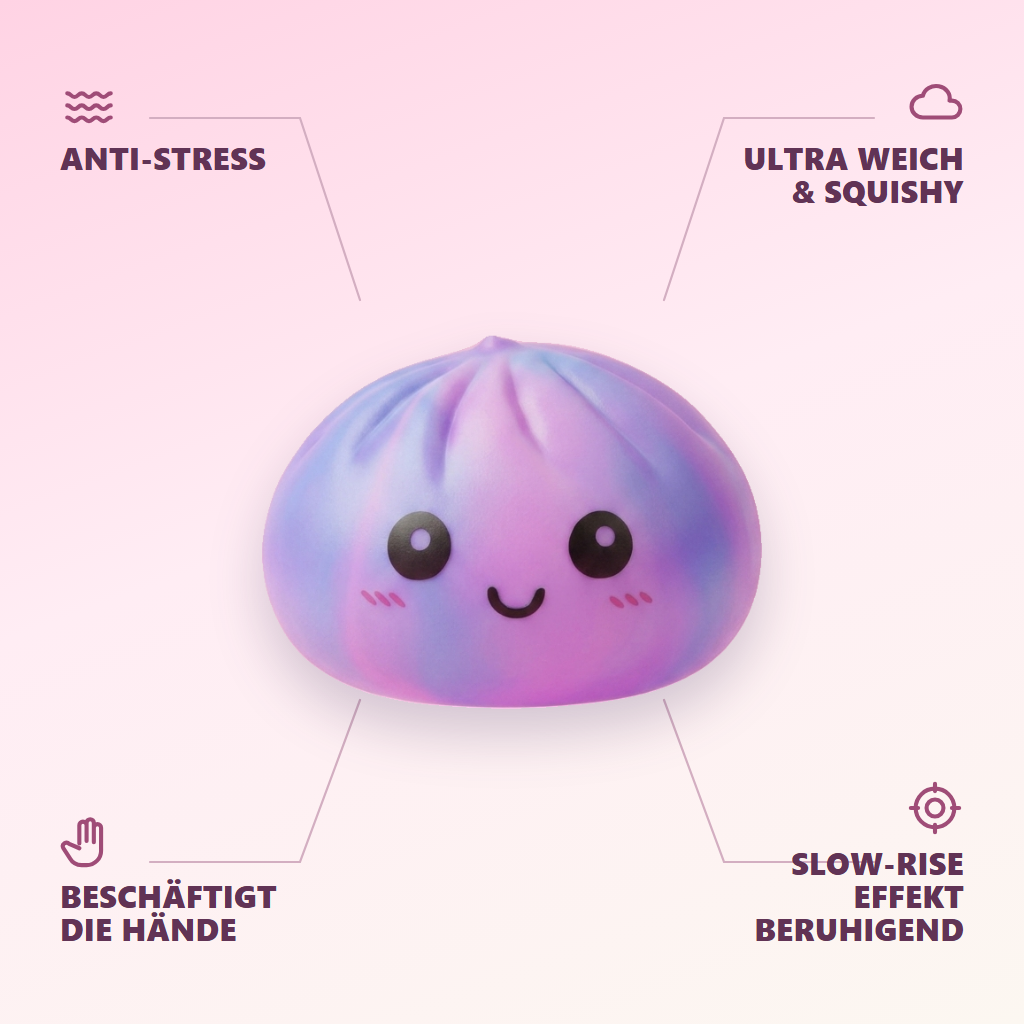 Squishy Dumpling Tie Dye Lila mit Mini-Dampfkorb — seine Vorteile