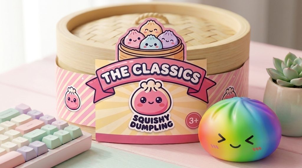 Rainbow Dumpling Squishy Regenbogen Kawaii in seiner kawaii Umgebung
