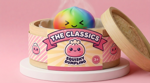 Rainbow Dumpling Squishy Regenbogen Kawaii im Bambus-Dämpfkörbchen