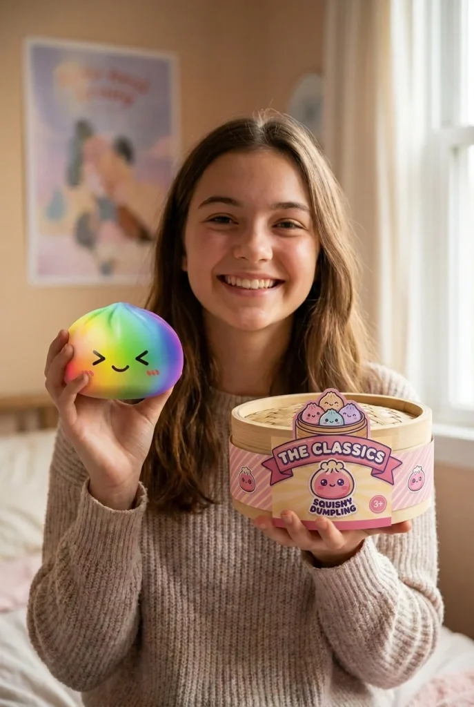 Rainbow Dumpling Squishy Regenbogen Kawaii mit seiner Box