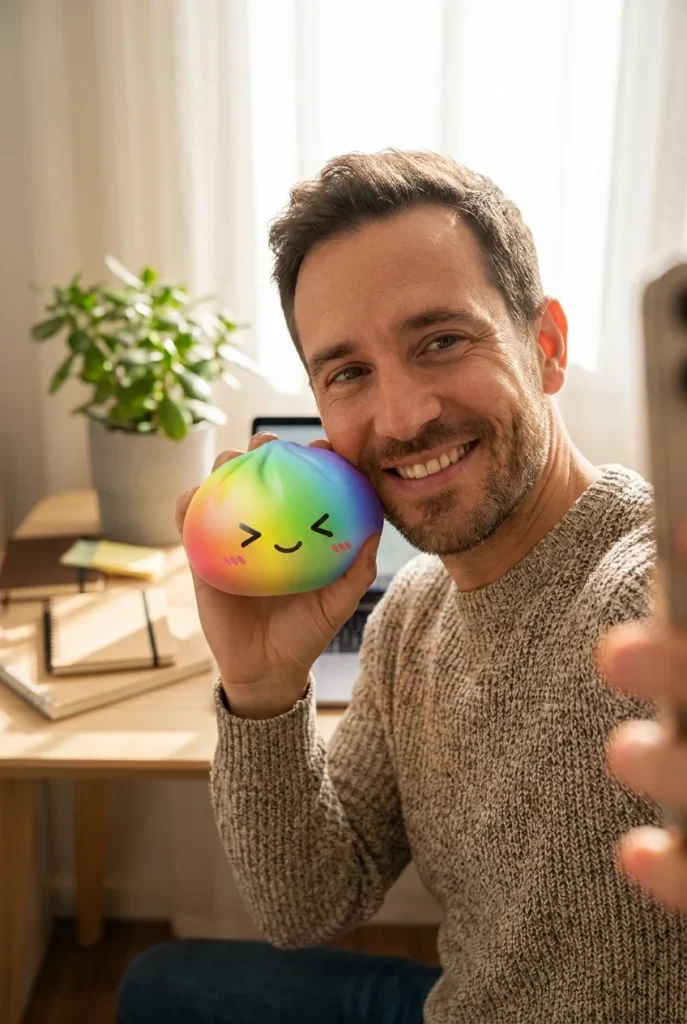 Rainbow Dumpling Squishy Regenbogen Kawaii im Alltag