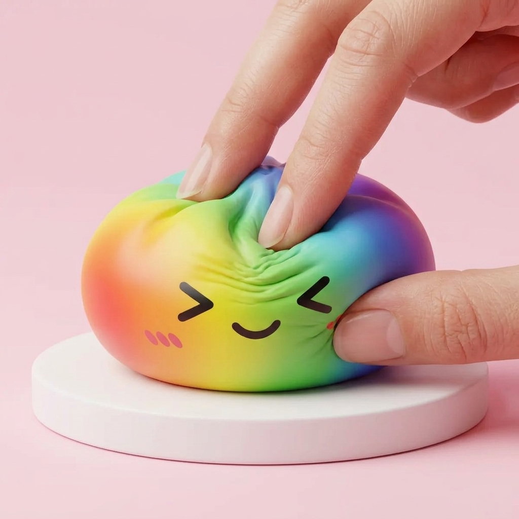 Rainbow Dumpling Squishy Regenbogen Kawaii beim Drücken, weiches Material