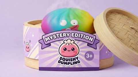 Rainbow Mystery Dumplings Squishy Bunte Überraschung im Bambus-Dämpfkörbchen