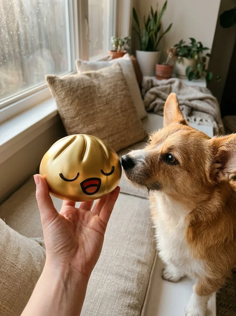 Rare Dumpling Squishy Gold-Schatz mit einem Kuscheltier
