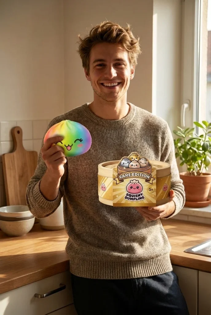 Rare Dumpling Squishy Regenbogen Bunt mit seiner Box