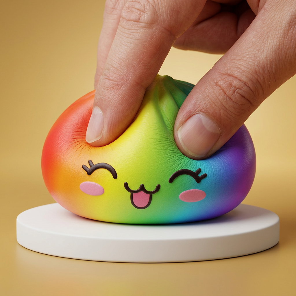 Rare Dumpling Squishy Regenbogen Bunt — slow-rise Effekt, der Schaum federt langsam zurück