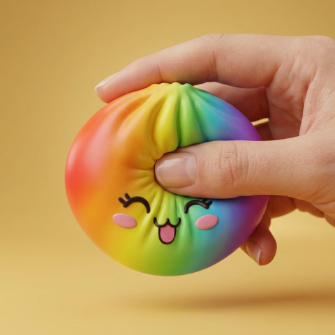 Rare Dumpling Squishy Regenbogen Bunt beim Drücken, weiches Material
