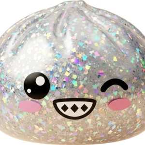 Rare Dumpling Squishy Silber Glitzer beim Drücken, weiches Material