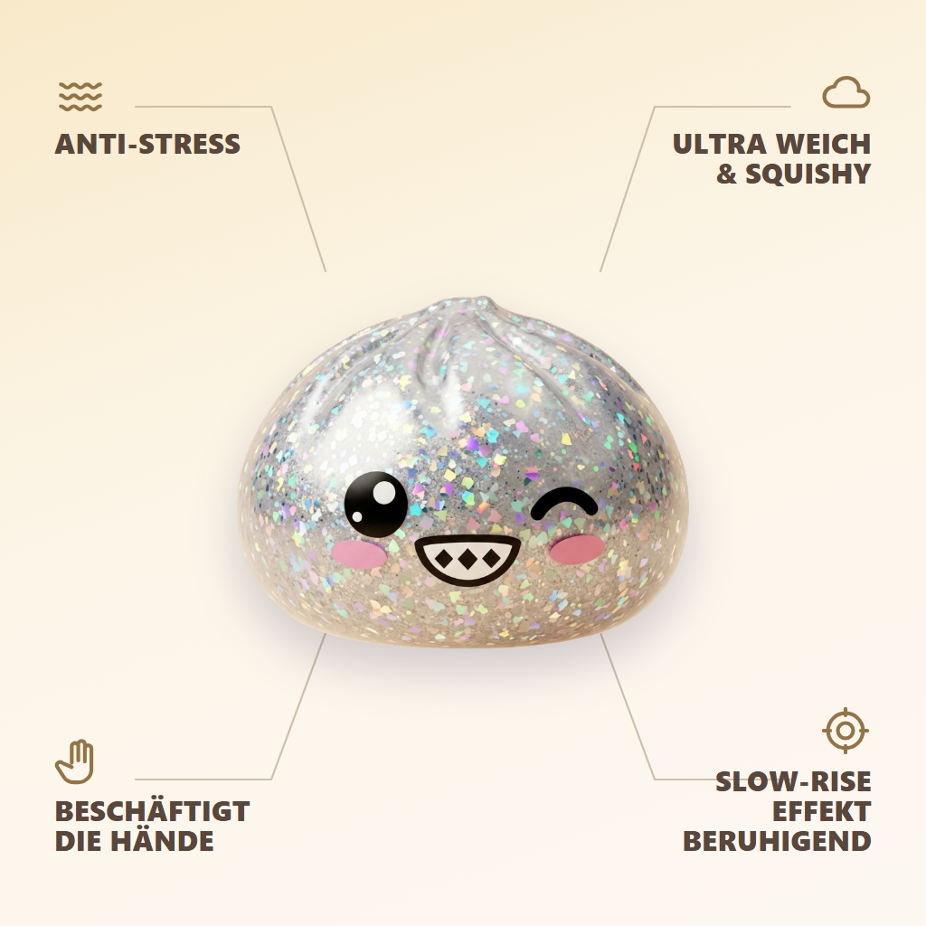 Rare Dumpling Squishy Silber Glitzer — seine Vorteile