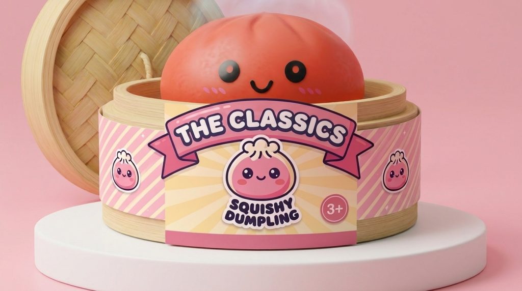 Dumpling Squishy Rot Kirsche im Bambus-Dämpfkörbchen