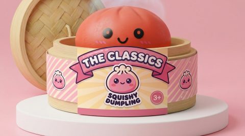 Dumpling Squishy Rot Kirsche im Bambus-Dämpfkörbchen