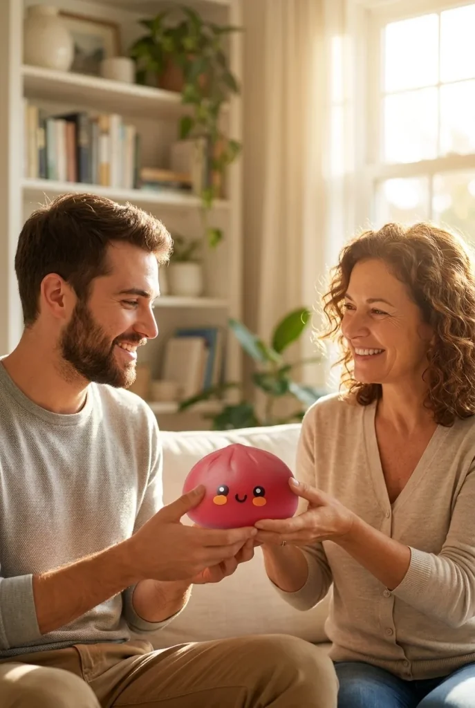 Dumpling Squishy Rot Fluffy als Geschenkidee