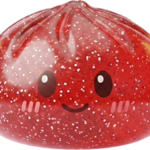 Glitter Dumpling Squishy Rot Glücksbringer beim Drücken, weiches Material