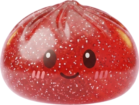 Glitter Dumpling Squishy Rot Glücksbringer beim Drücken, weiches Material