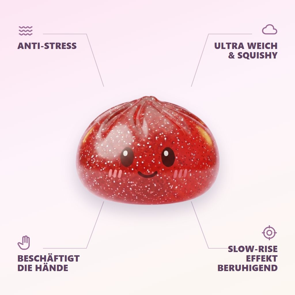 Glitter Dumpling Squishy Rot Glücksbringer — seine Vorteile