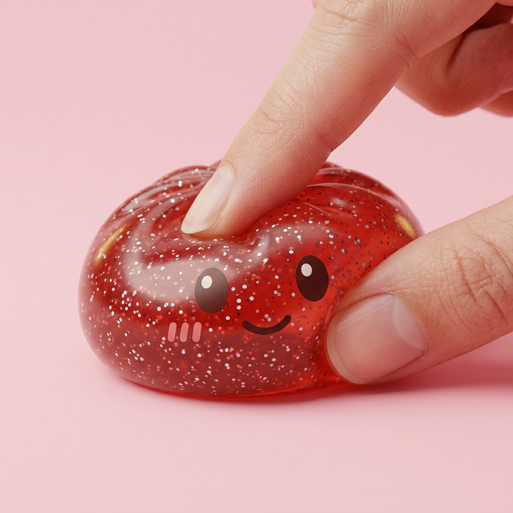 Glitter Dumpling Squishy Rot Glücksbringer — slow-rise Effekt, der Schaum federt langsam zurück