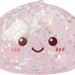 Glitter Dumpling Squishy Silber Metallic beim Drücken, weiches Material